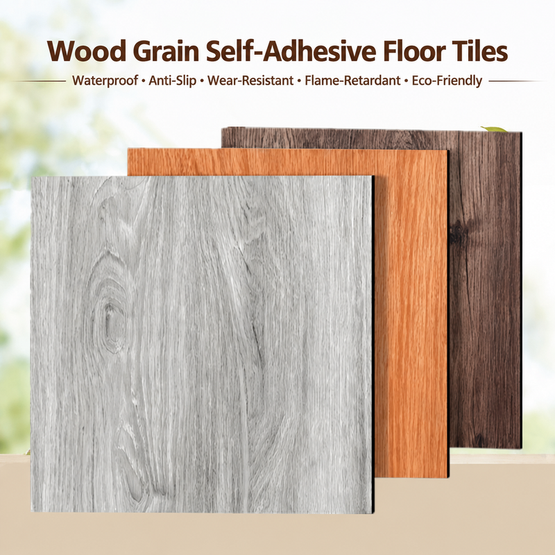 Peel & Stick Wood-Grain Floor Tiles