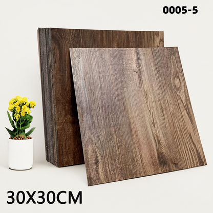 Peel & Stick Wood-Grain Floor Tiles