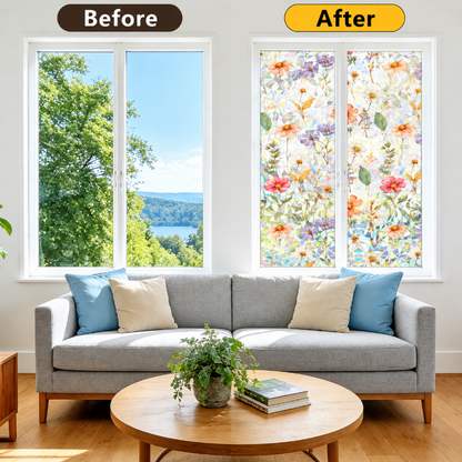 Botanical Static Cling Window Film for Glass