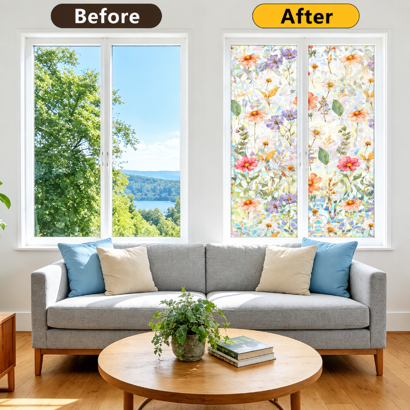 Botanical Static Cling Window Film for Glass