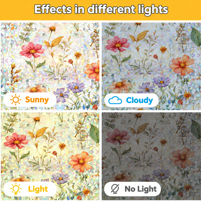 Botanical Static Cling Window Film for Glass