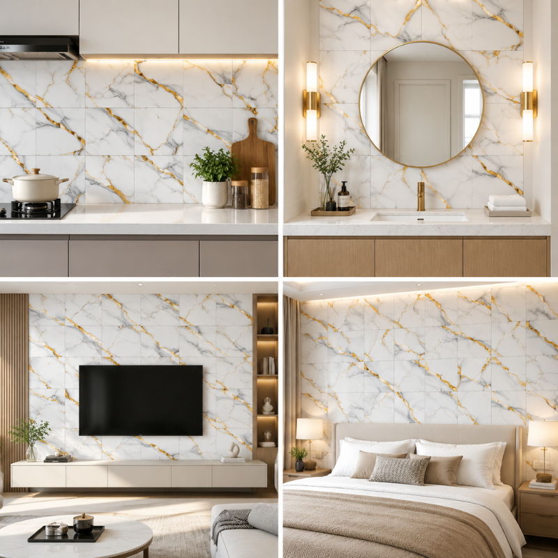 Rigid 2mm Faux Marble Wall Tiles