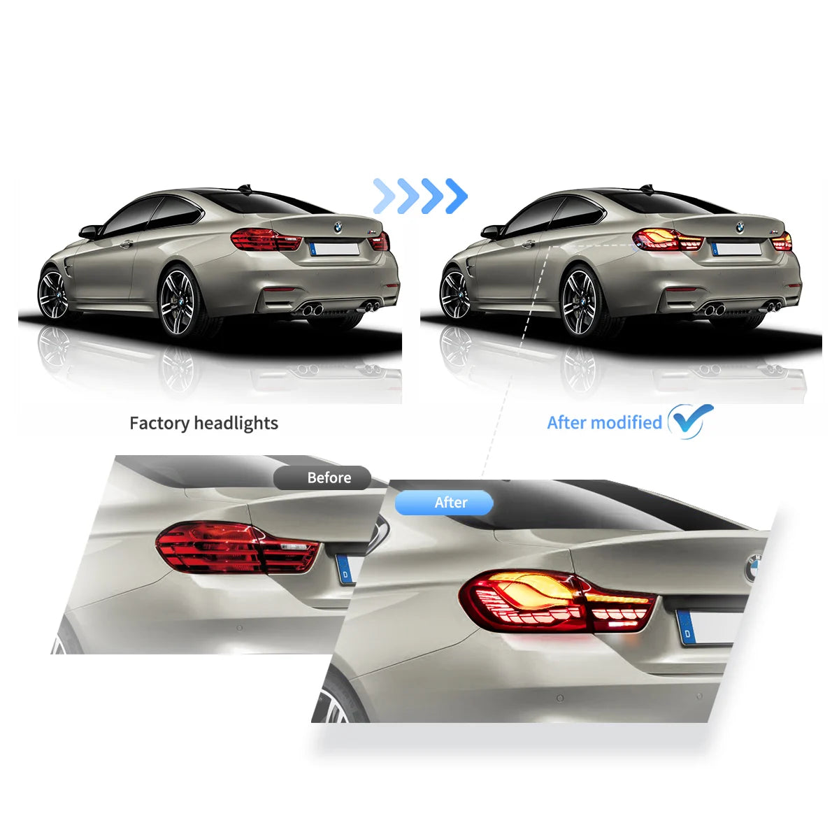 14-20 BMW 4 Series F32 F33 F36 / M4 F82 F83 Tail Lights With LED GTS Style